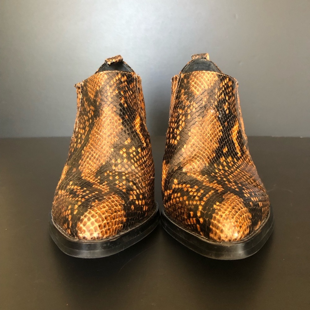 Bleecker & Bond Snakeskin Bootie Women’s Size 8M Brown‎ Ankle Western Cowgirl - Picture 4 of 8